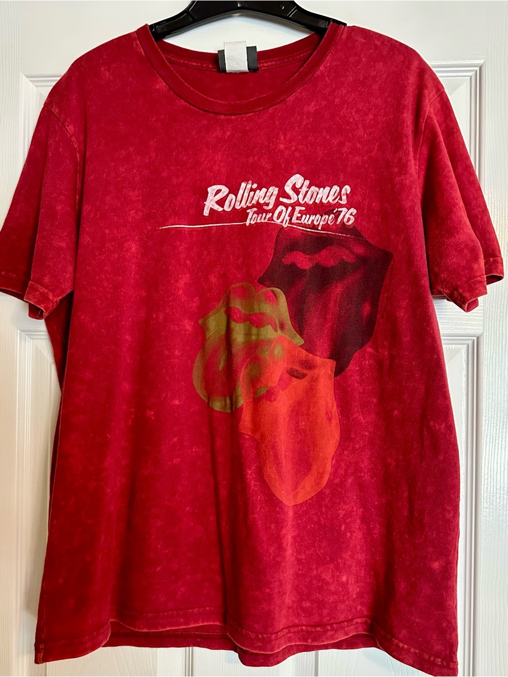 Rolling Stones Red Short Sleeve Tee with Multi-Color Tongue Graphics